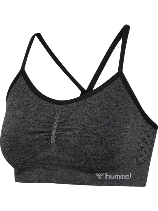 hmlCI SEAMLESS SCRUNCH SPORTS BRA, BLACK MELANGE hmlCI SEAMLESS SCRUNCH SPORTS BRA, BLACK MELANGE, packshot