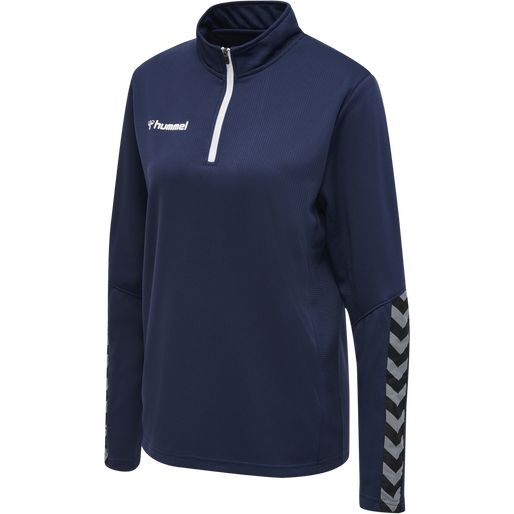 hmlAUTHENTIC HALF ZIP SWEATSHIRT WOMAN, MARINE, packshot