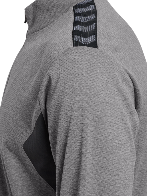 hmlAUTHENTIC HALF ZIP SWEAT, GREY MELANGE, packshot