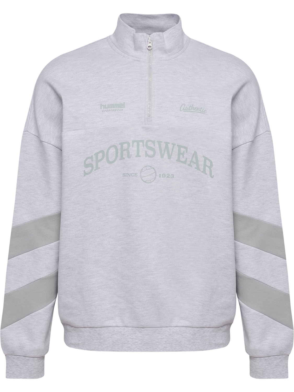 hmlOVERSIZED HALFZIP SW, LIGHT GREY MELANGE, packshot