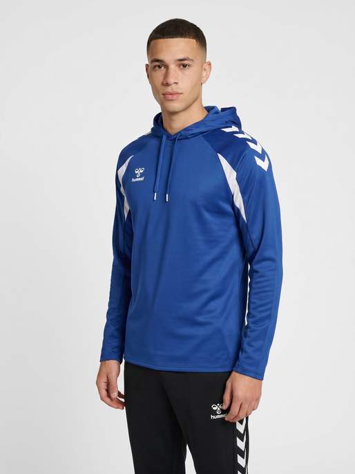 hmlCORE 2.0 HOODIE, TRUE BLUE/WHITE, model