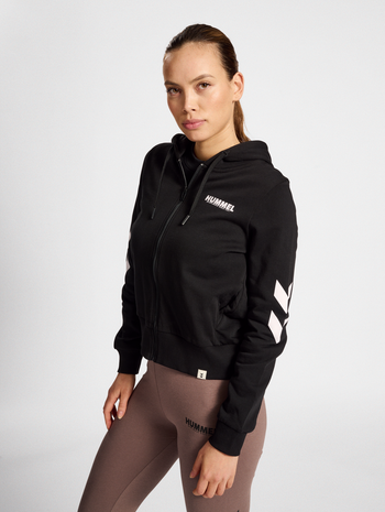 hmlLEGACY WOMAN ZIP HOODIE, BLACK, model