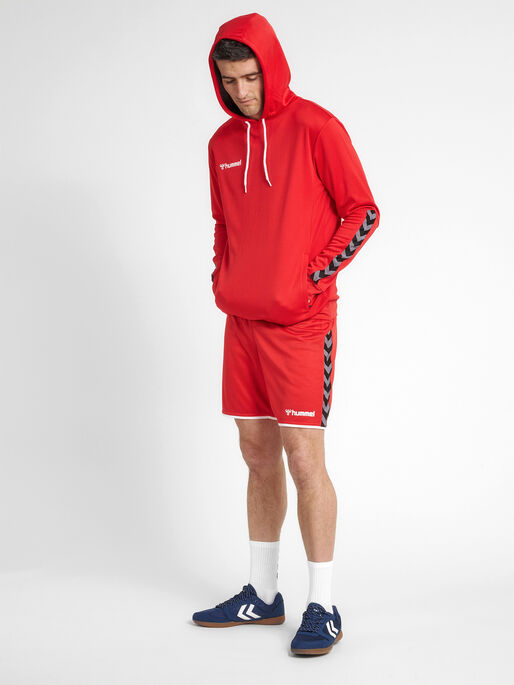 hmlAUTHENTIC POLY HOODIE, TRUE RED, model