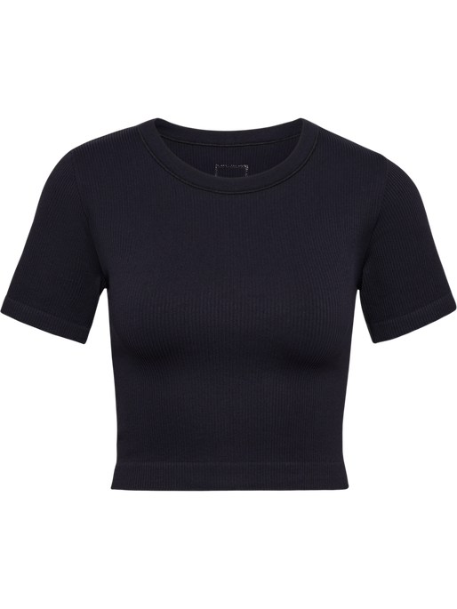 hmlPULSE SEAMLESS RIB W T-SHIRT S/S, BLACK, packshot