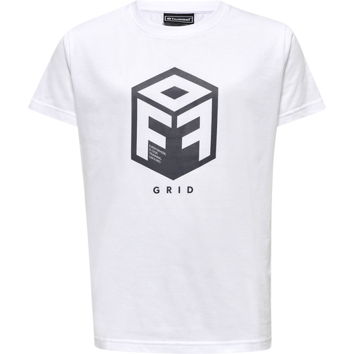 hmlOFFGRID COTTON JERSEY S/S KIDS, WHITE/FORGED IRON, packshot