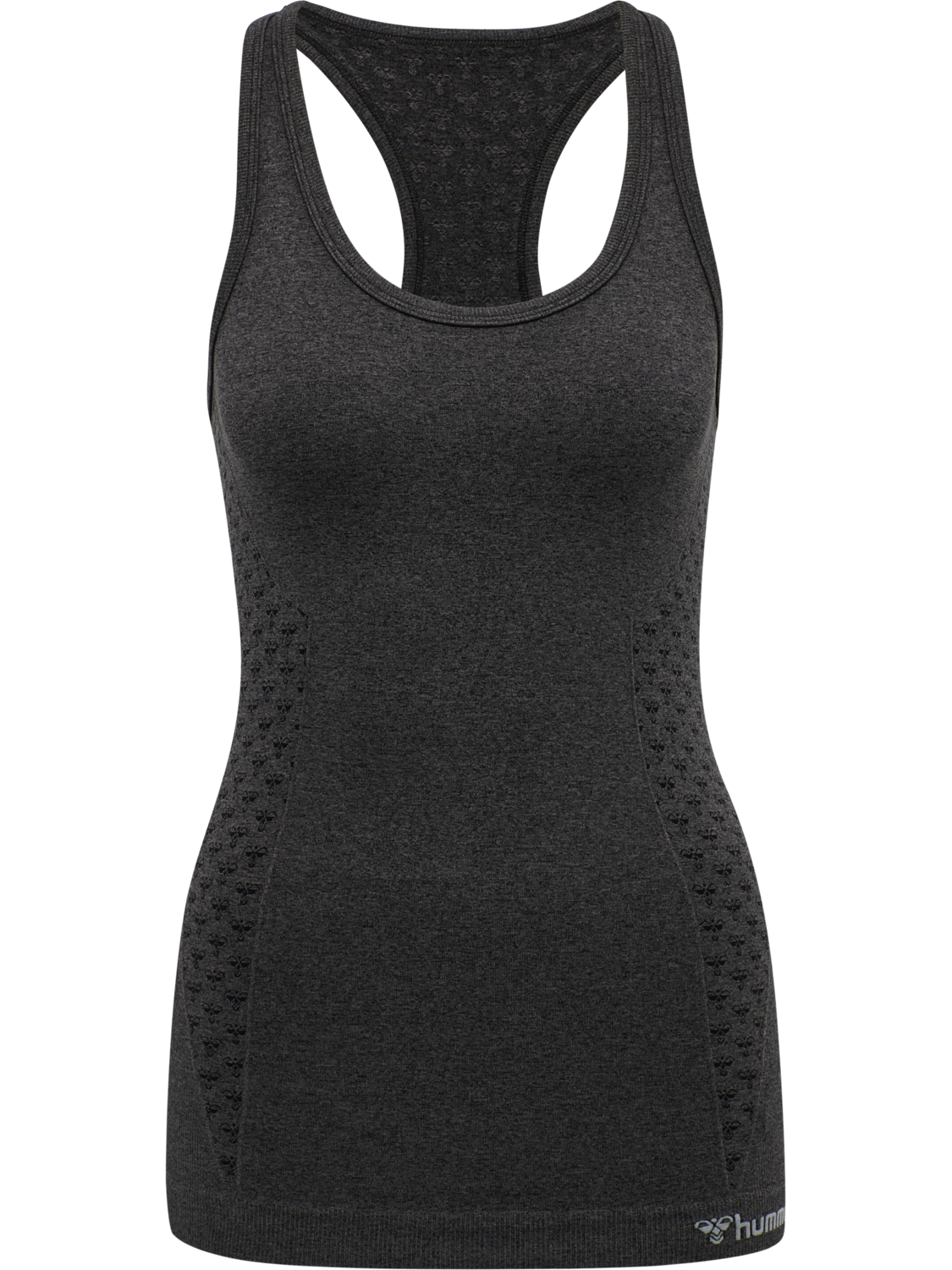 hmlCI SEAMLESS TOP, BLACK MELANGE, packshot