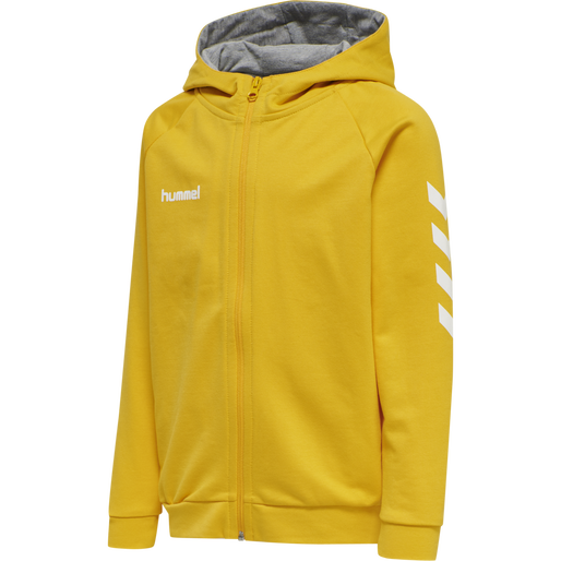 HUMMEL GO KIDS COTTON ZIP HOODIE, SPORTS YELLOW, packshot