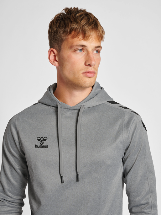 hmlCORE XK POLY SWEAT HOODIE, GREY MELANGE, model