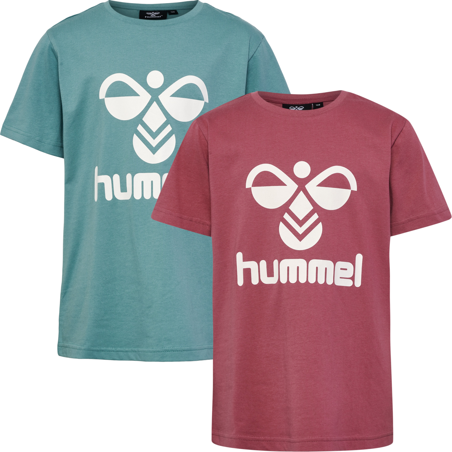 hmlTRES T-SHIRT S/S 2-PK, MINERAL BLUE/DECO ROSE, packshot