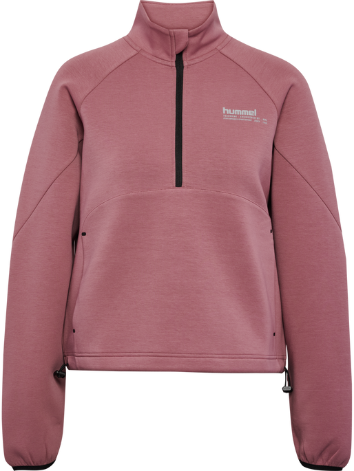 hmlTECH FLEECE WOMEN BOXY HALF ZIP, WISTFUL MAUVE hmlTECH FLEECE WOMEN BOXY HALF ZIP, WISTFUL MAUVE, packshot