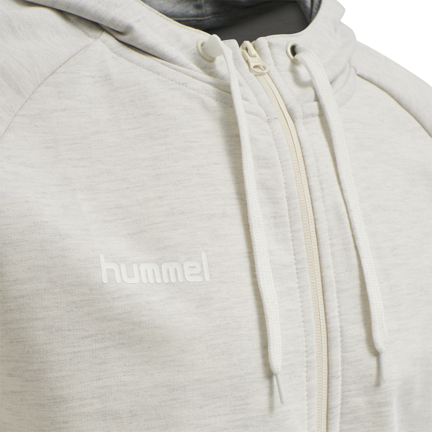 HUMMEL GO COTTON ZIP HOODIE, EGRET MELANGE, packshot