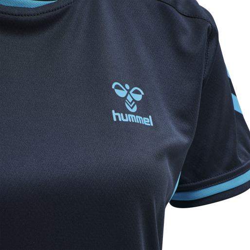 hmlACTION POLY JERSEY S/S WOMAN, BLACK IRIS/ATOMIC BLUE, packshot