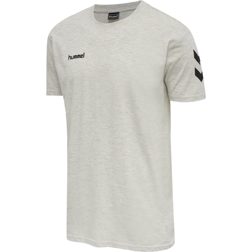 HMLGO COTTON T-SHIRT S/S, EGRET MELANGE HMLGO COTTON T-SHIRT S/S, EGRET MELANGE, packshot