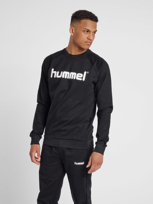 HMLGO COTTON LOGO SWEATSHIRT, BLACK, model
