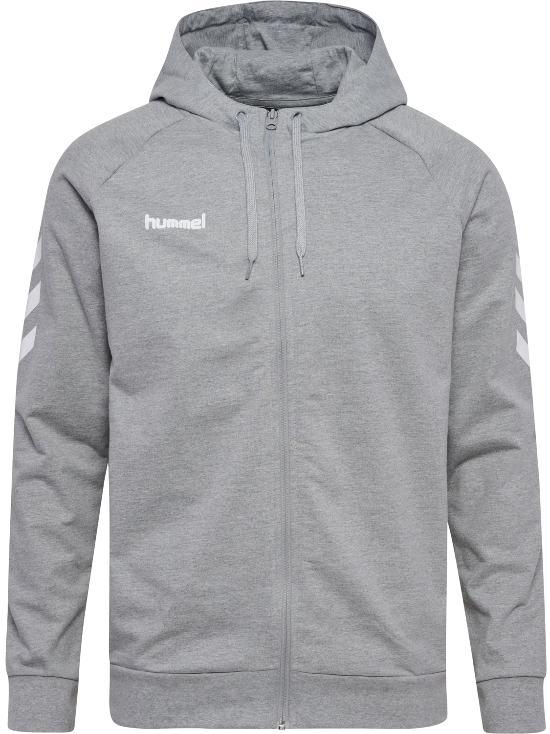 HUMMEL GO COTTON ZIP HOODIE, GREY MELANGE, packshot