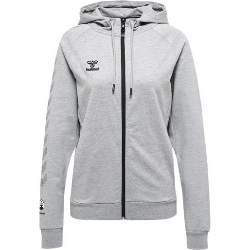 hmlMOVE GRID COTTON ZIP HOODIE WOMA, GREY MELANGE, packshot