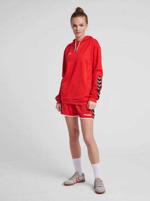 hmlAUTHENTIC POLY HOODIE WOMAN, TRUE RED, model