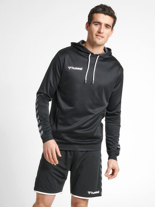 hmlAUTHENTIC POLY HOODIE, BLACK, model