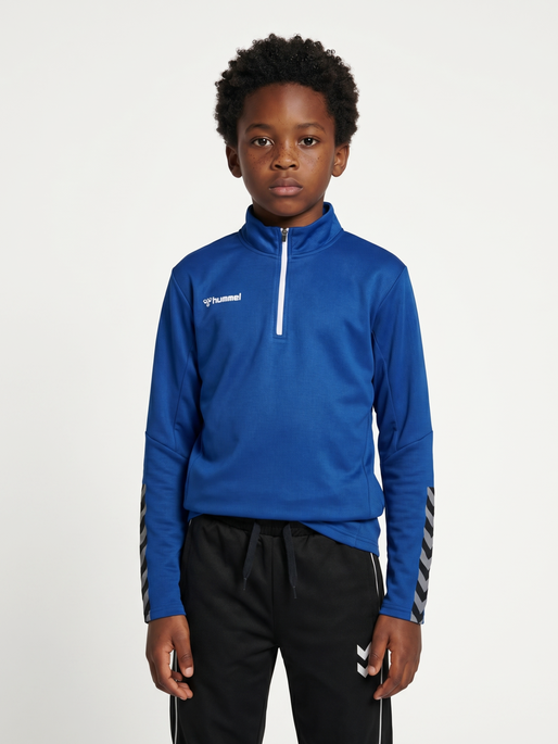hmlAUTHENTIC KIDS HALF ZIP SWEATSHI, TRUE BLUE, model