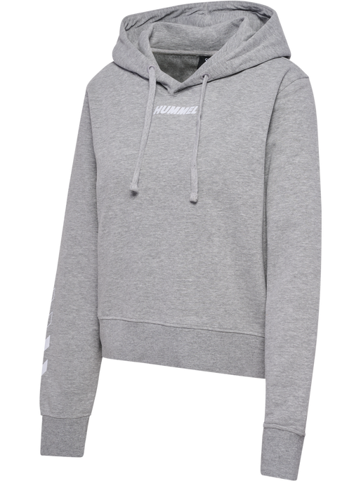 hmlELEMENTAL SHORT HOODIE WOMAN, GREY MELANGE, packshot