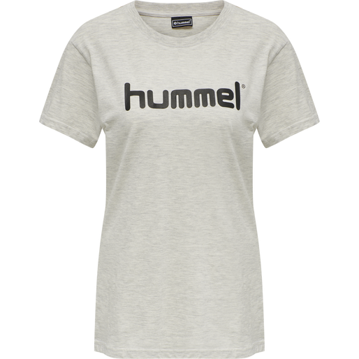 HMLGO COTTON LOGO T-SHIRT WOMAN S/S, EGRET MELANGE, packshot