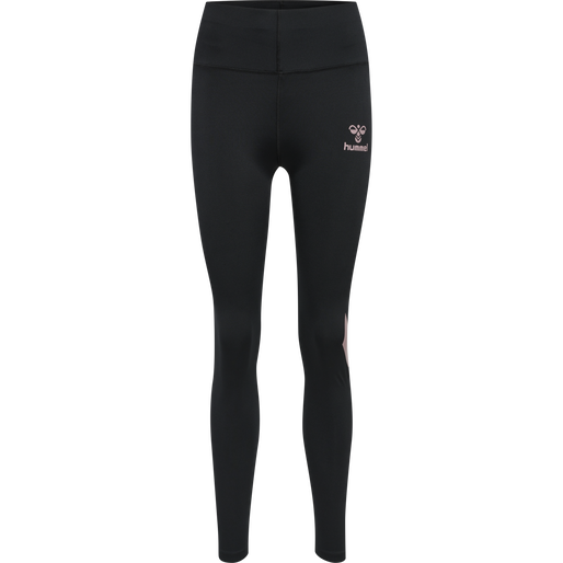 hmlPARIS HIGH WAIST TIGHTS, BLACK/WOODROSE, packshot