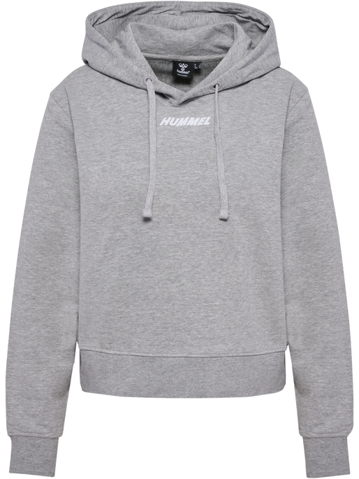 hmlELEMENTAL SHORT HOODIE WOMAN, GREY MELANGE, packshot