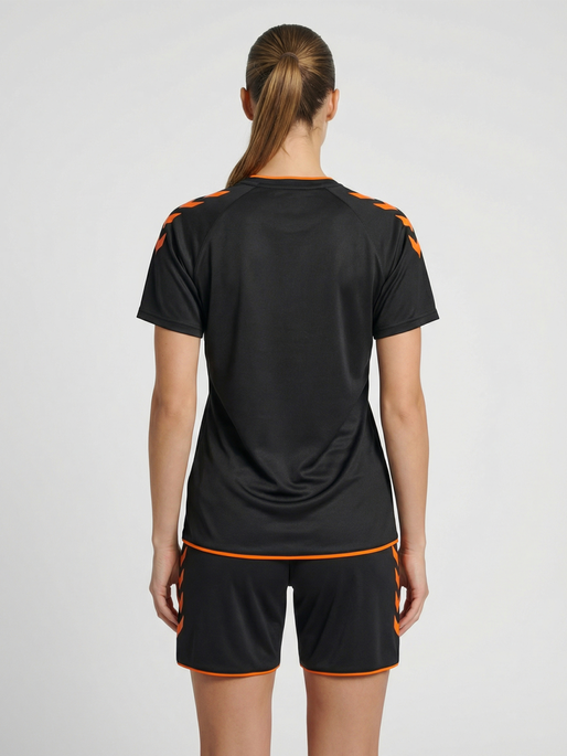 hmlCORE 2.0 JERSEY S/S WOMAN, BLACK/ORANGE TIGER, model