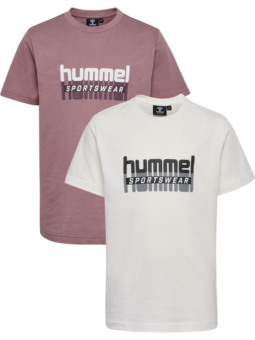 hmlTUKAS T-SHIRT S/S 2-PACK, TWILIGHT MAUVE/MARSHMALLOW, packshot