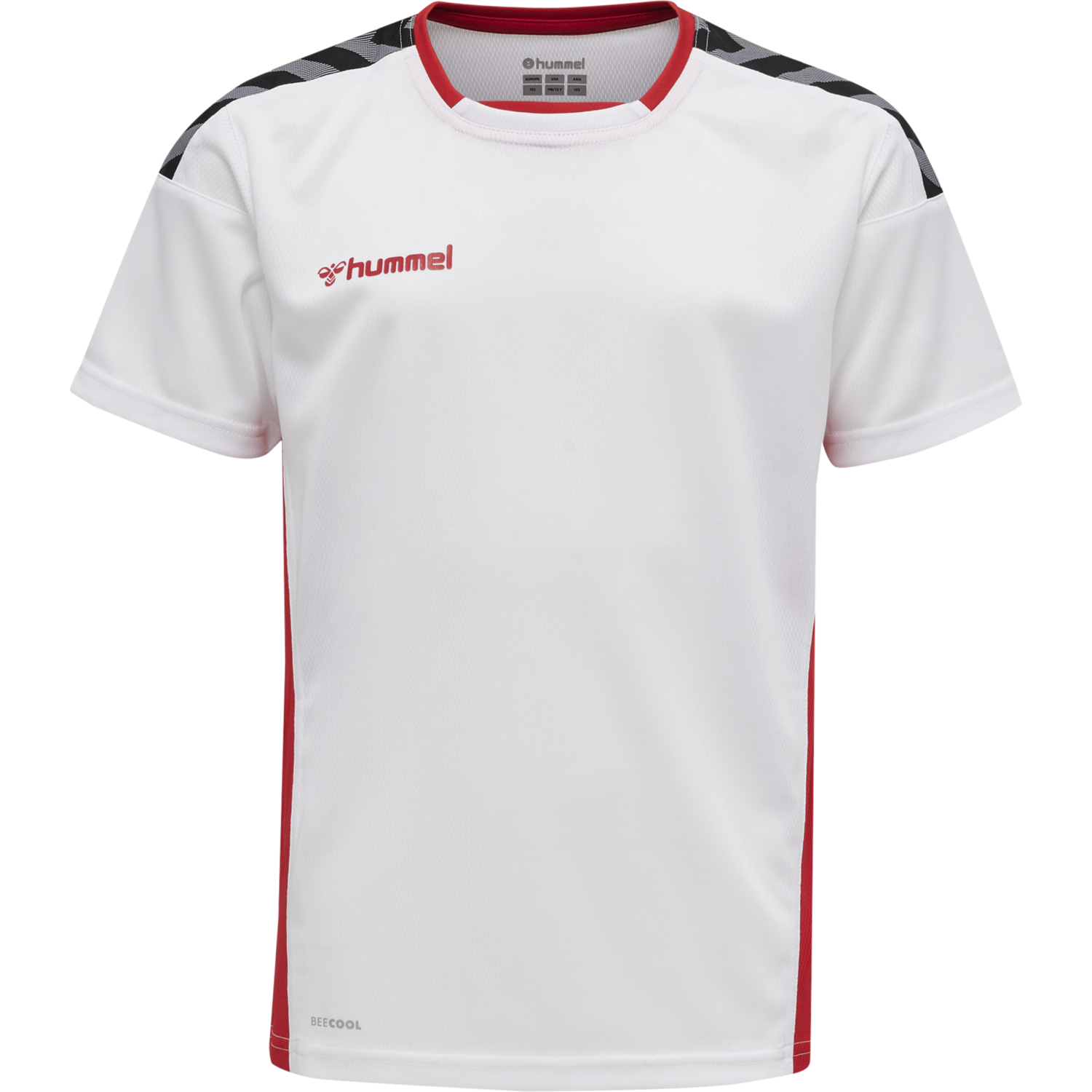hmlAUTHENTIC KIDS POLY JERSEY S/S, WHITE/TRUE RED, packshot