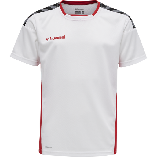 hmlAUTHENTIC KIDS POLY JERSEY S/S, WHITE/TRUE RED, packshot