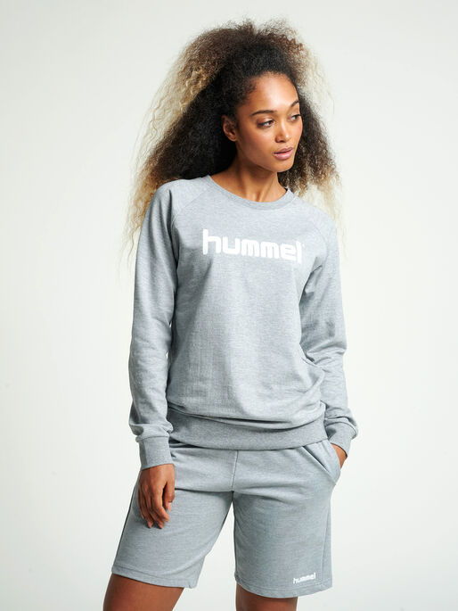 HUMMEL GO COTTON LOGO SWEATSHIRT WOMAN, GREY MELANGE, model