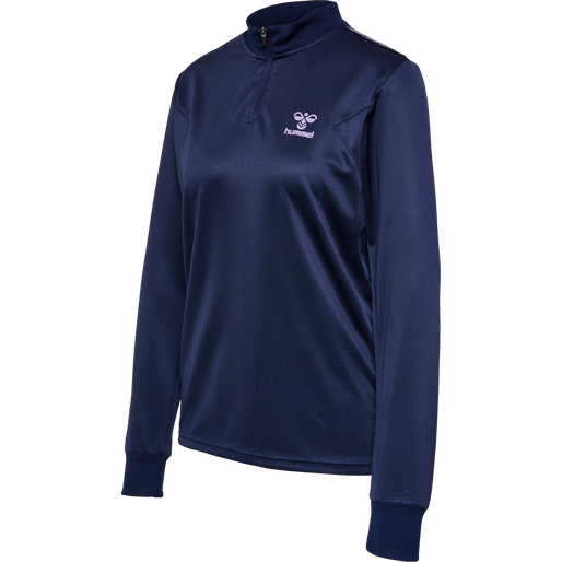 hmlSTALTIC POLY HALF ZIP L/S WOMAN, MARINE/PAISLEY PURPLE, packshot