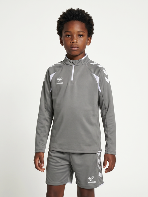 hmlCORE 2.0 HALF ZIP KIDS, STEEL GRAY/WHITE, model