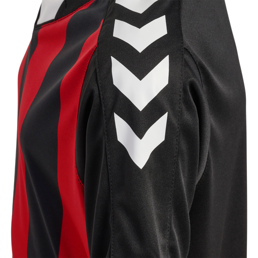 hmlCORE XK STRIPED JERSEY S/S KIDS, BLACK/TRUE RED, packshot