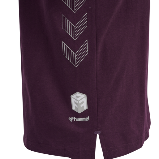 hmlMOVE GRID COTTON T-SHIRT S/S, GRAPE WINE, packshot