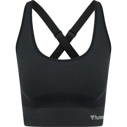 hmlCLEA SEAMLESS  SPORTS TOP, BLACK MELANGE, packshot