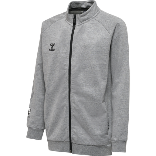 hmlMOVE GRID COTTON ZIP JACKET KIDS, GREY MELANGE, packshot