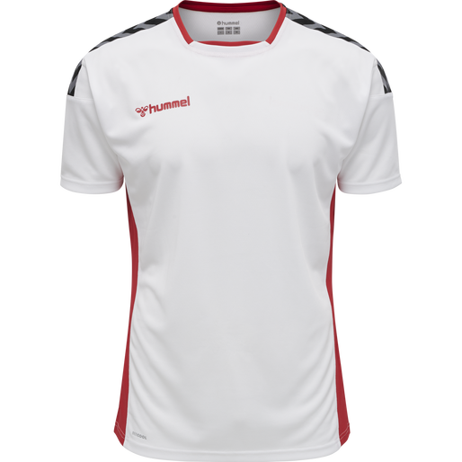 hmlAUTHENTIC POLY JERSEY S/S, WHITE/TRUE RED, packshot