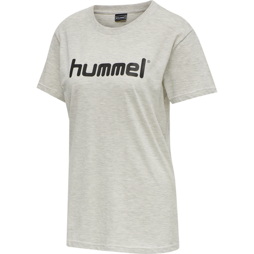 HMLGO COTTON LOGO T-SHIRT WOMAN S/S, EGRET MELANGE, packshot