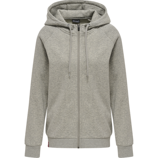 hmlRED CLASSIC ZIP HOODIE WOMAN, GREY MELANGE, packshot