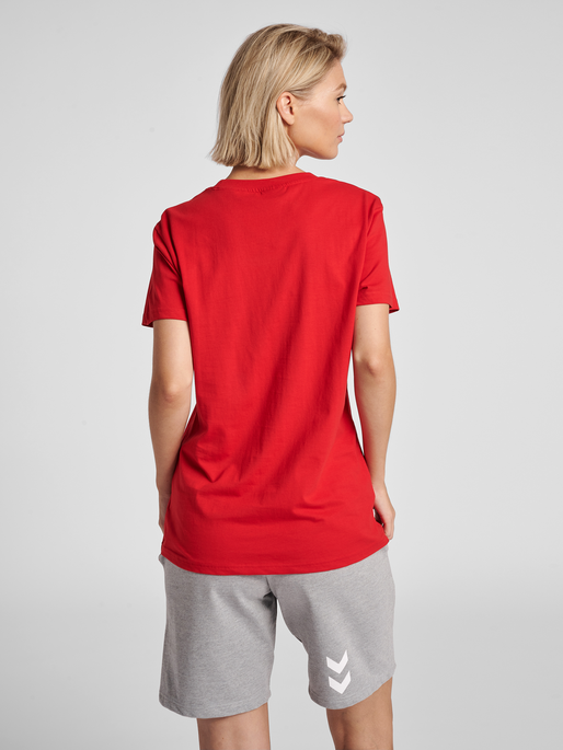 HUMMEL GO COTTON LOGO T-SHIRT WOMAN S/S, TRUE RED, model