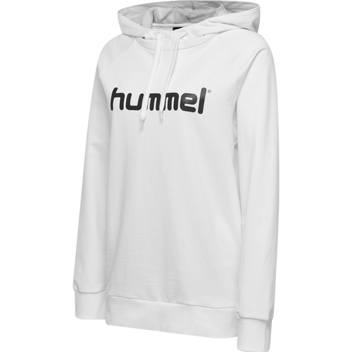 HUMMEL GO COTTON LOGO HOODIE WOMAN, WHITE, packshot