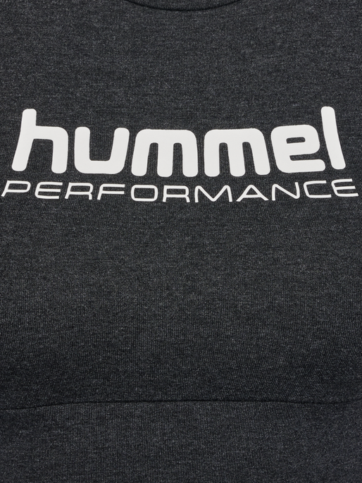 hmlPULSE LOGO LIGHT SUPPORT BRA, BLACK MELANGE hmlPULSE LOGO LIGHT SUPPORT BRA, BLACK MELANGE, packshot