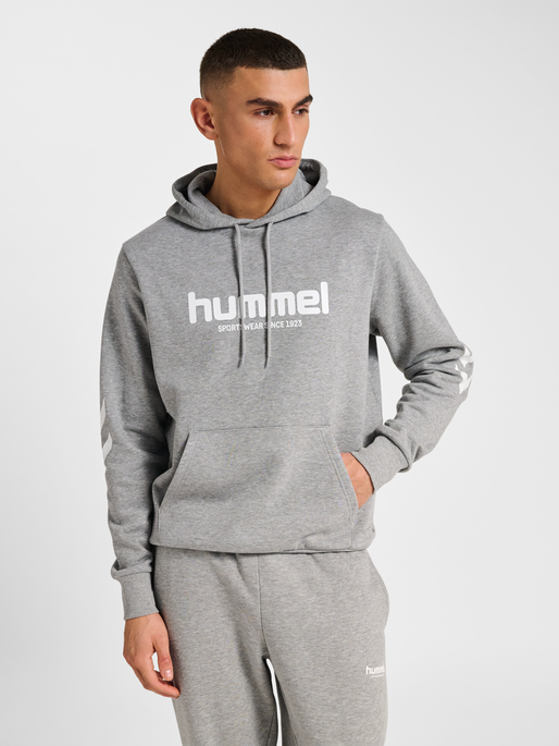hmlLEGACY 2.0 HOODIE, GREY MELANGE, model