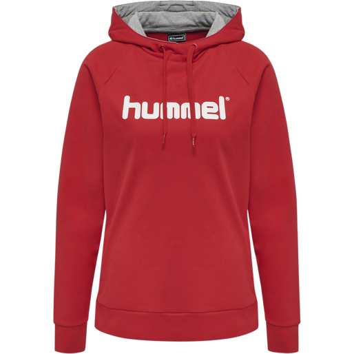 HUMMEL GO COTTON LOGO HOODIE WOMAN, TRUE RED, packshot