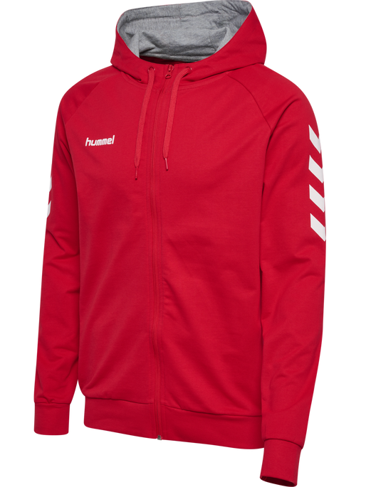 HMLGO COTTON ZIP HOODIE, TRUE RED, packshot