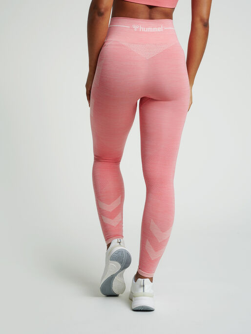 hmlJOY SEAMLESS HIGH WAIST TIGHTS, SUGAR CORAL MELANGE, model