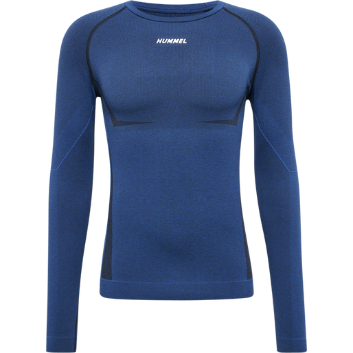 hmlTE MIKE SEAMLESS T-SHIRT L/S, INSIGNIA BLUE/BLACK MELANGE, packshot