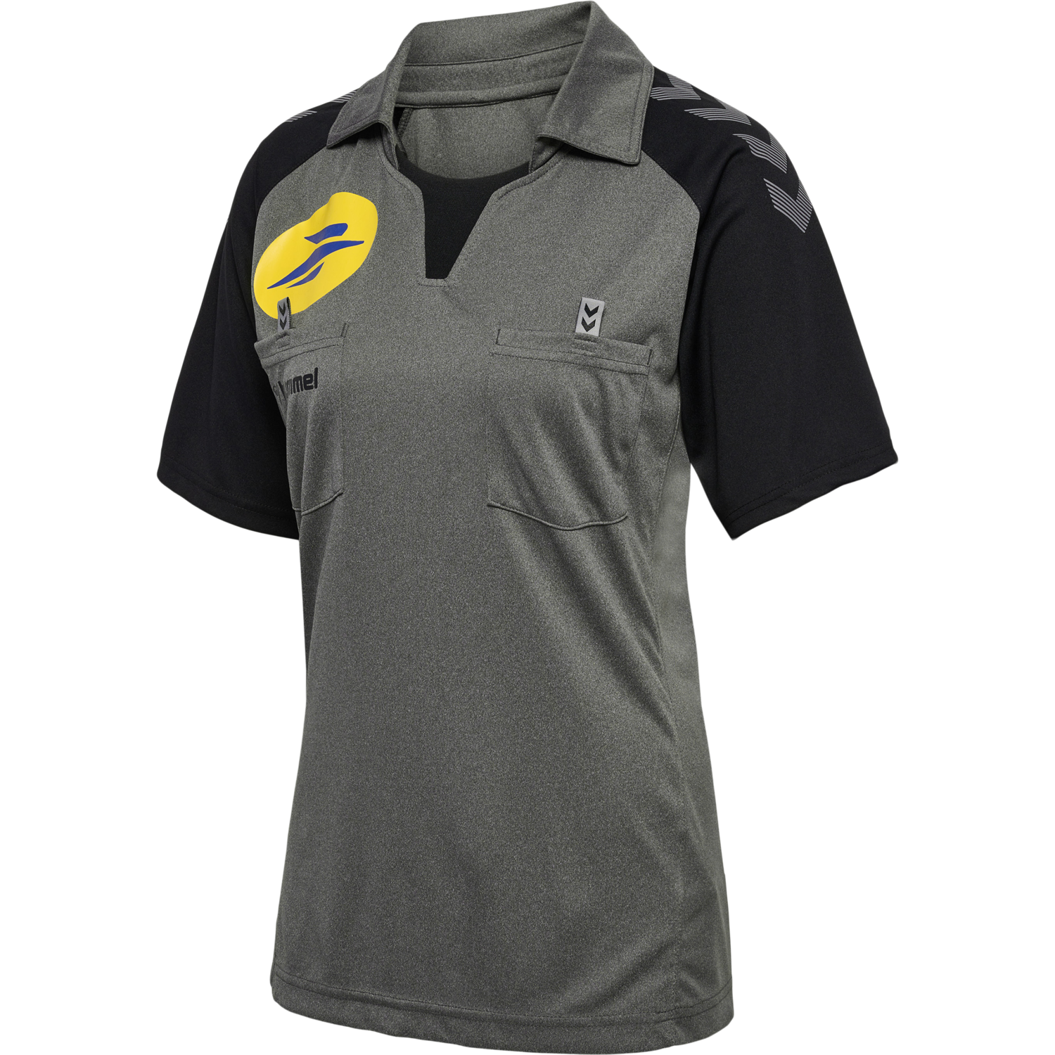 FFHB REFEREE JERSEY S/S WOMAN, GREY MELANGE WO. FRONT SPONSOR, packshot